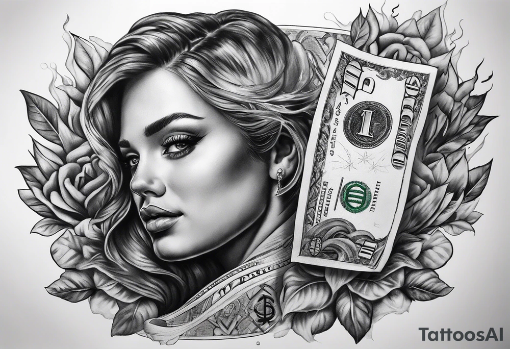 money on fire tattoo idea