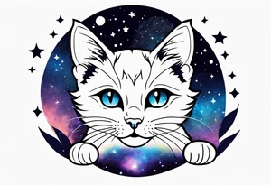Cute kitten and galaxy tattoo idea