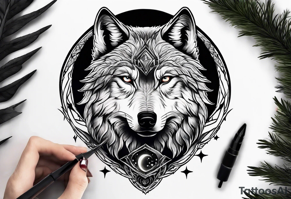Moon
Wolf
Forest tattoo idea