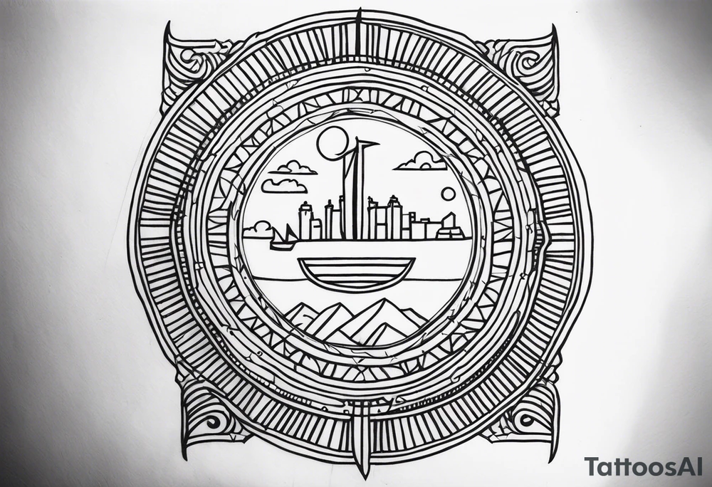 Columbia culture tattoo idea on leg/patchwork tattoo idea