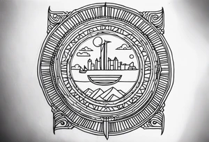 Columbia culture tattoo idea on leg/patchwork tattoo idea