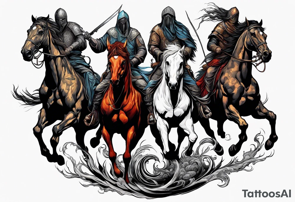 4 horseman of the apocalypse - Death, Famine, War, and Conquest tattoo idea