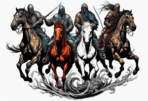 4 horseman of the apocalypse - Death, Famine, War, and Conquest tattoo idea