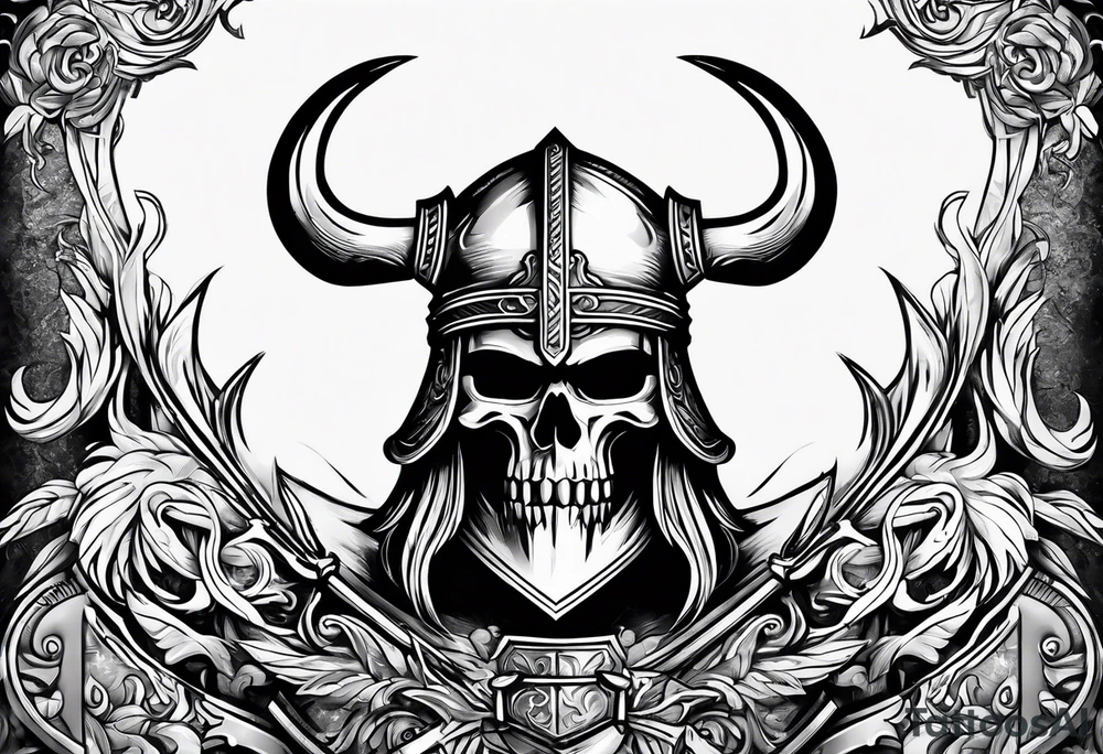 Valhalla sword shield axe armour tattoo idea
