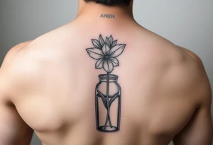 a Edelwiss flower in a bottle.
in color tattoo idea