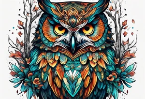 owl forest tattoo idea