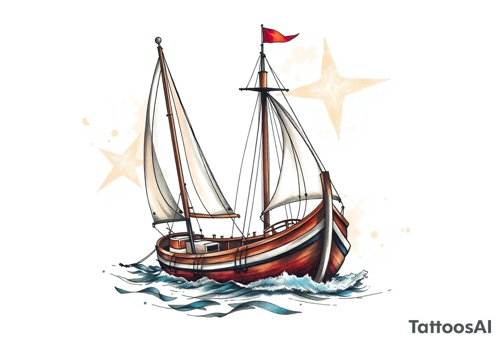 sailing boat at achor tattoo idea