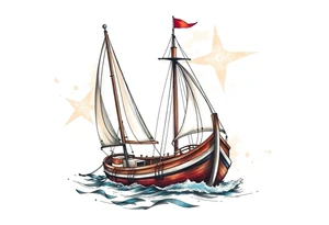 sailing boat at achor tattoo idea