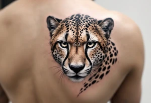 cheetah with the number 62 incorporated in its fur tattoo idea