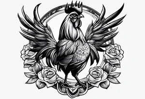 rooster cartoon holding big gun tattoo idea