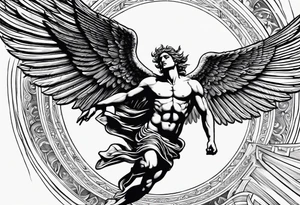icarus greek god flying into the sun and falling down tattoo idea
