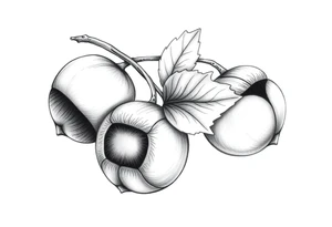 Three haselnuts with one leave tattoo idea