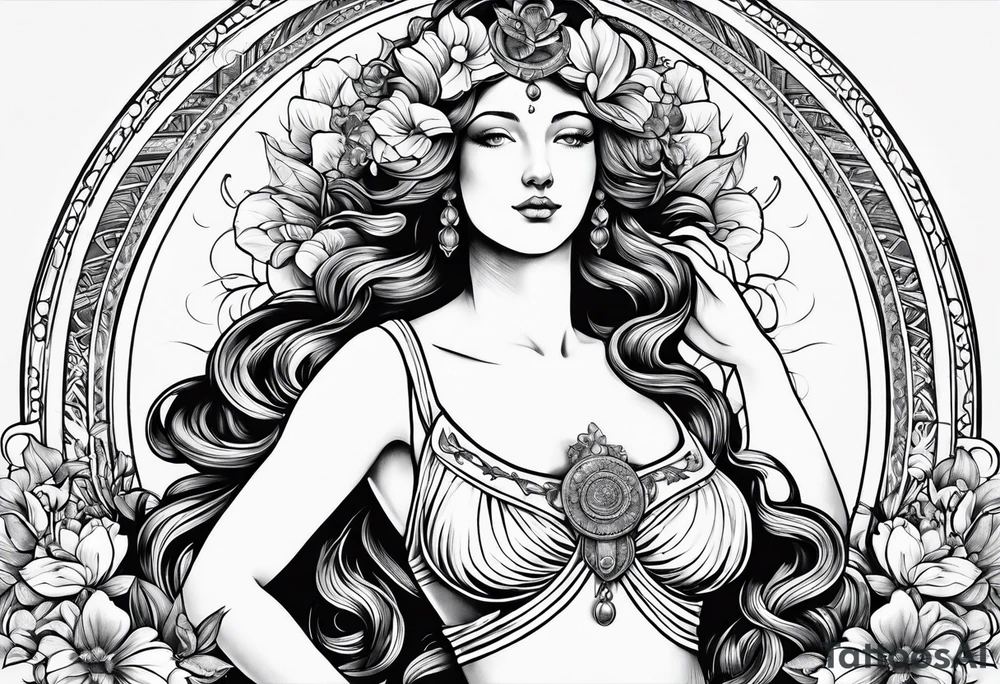 Goddess Venus full body tattoo idea