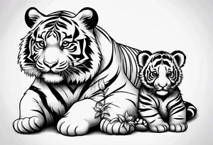 Baby tiger and baby panda hanging out tattoo idea