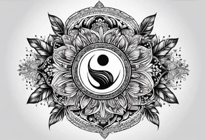 Mandala feather with birds, music, yin and yang, water tattoo idea