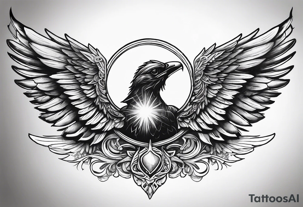 Halo and wings tattoo idea