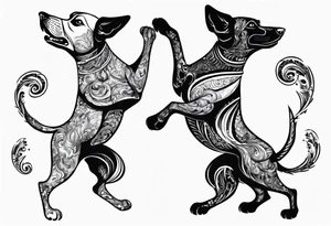 two dogs dancing on their hind legs. tattoo idea