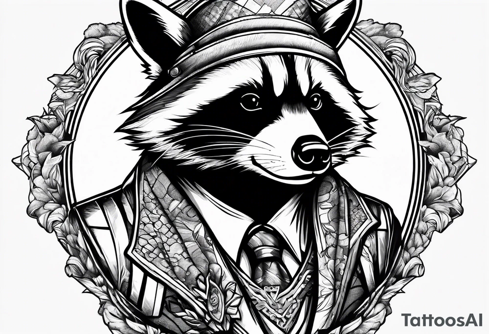 Raccoon wearing a Superman shirt tattoo idea