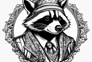 Raccoon wearing a Superman shirt tattoo idea