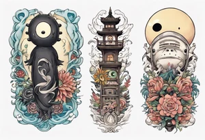 spirited away, chihiro, soot sprites, neotraditional style tattoo forearm tattoo idea