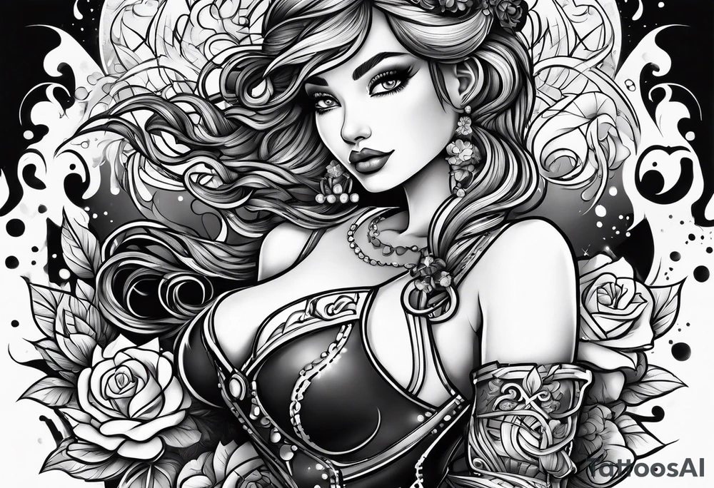 Girl roller skating tattoo idea