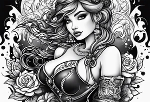 Girl roller skating tattoo idea