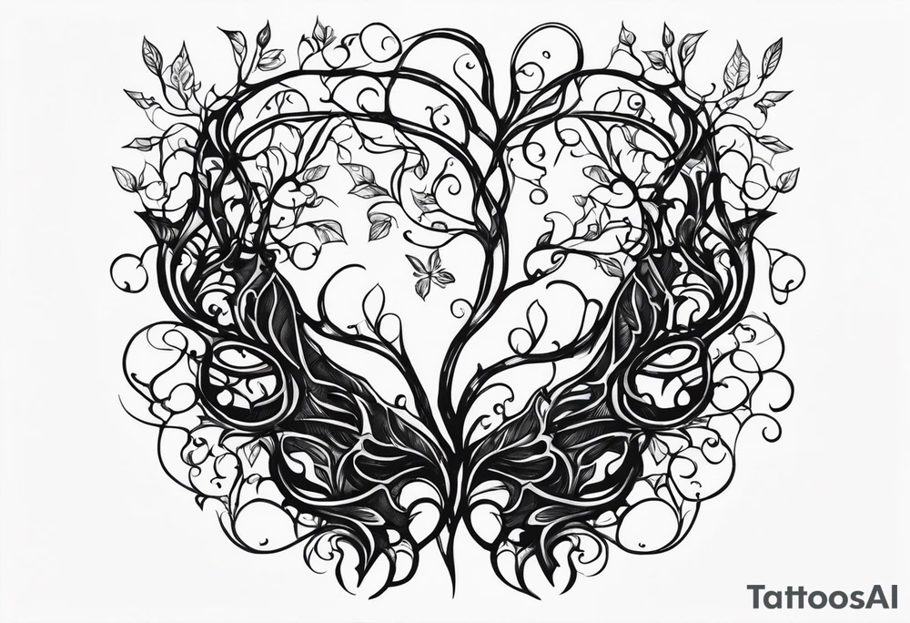 vines coming out of skin veins. chest and stomach only tattoo idea