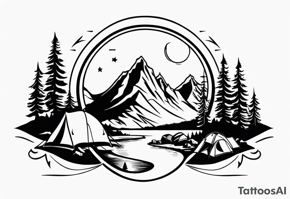 Horseshoe and camping tattoo idea