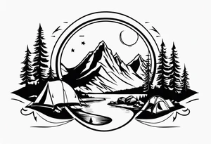 Horseshoe and camping tattoo idea