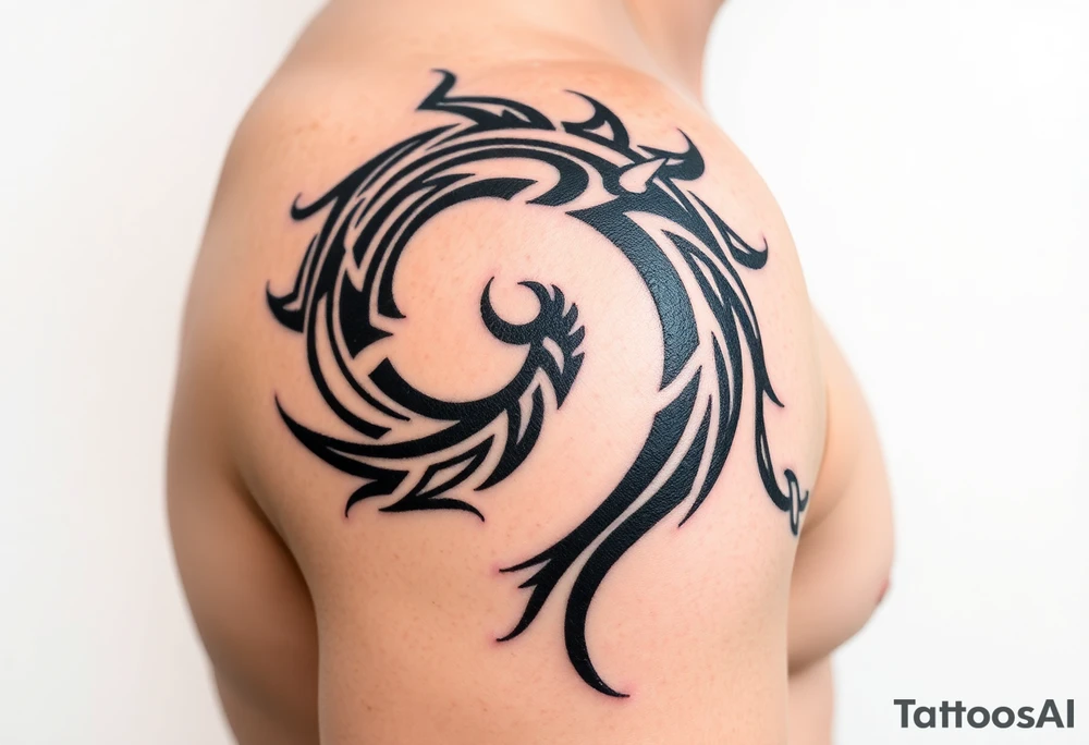 Half sleeve Big dark tribal spiraling down the arm to the elbow with lightning coming off the ends tattoo idea
