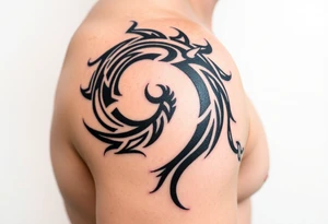 Half sleeve Big dark tribal spiraling down the arm to the elbow with lightning coming off the ends tattoo idea