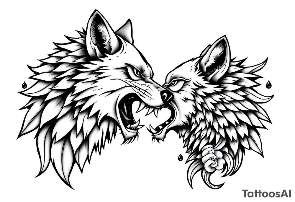 Big bad wolf kissing tattoo idea