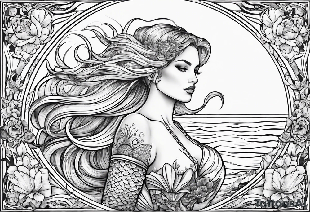 Russian mermaid tattoo idea