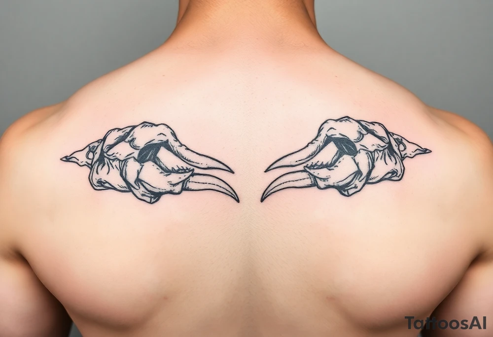 Dwa identyczne kruki pomiędzy korona tattoo idea