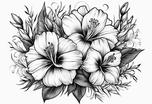 Cosmos's and Gladiolus 
Bouquet tattoo idea