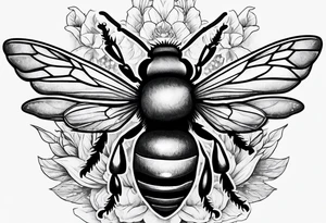 A forearm tattoo of a ruby gemstone and a honey bee tattoo idea