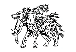 Wolf riding an elephant tattoo idea