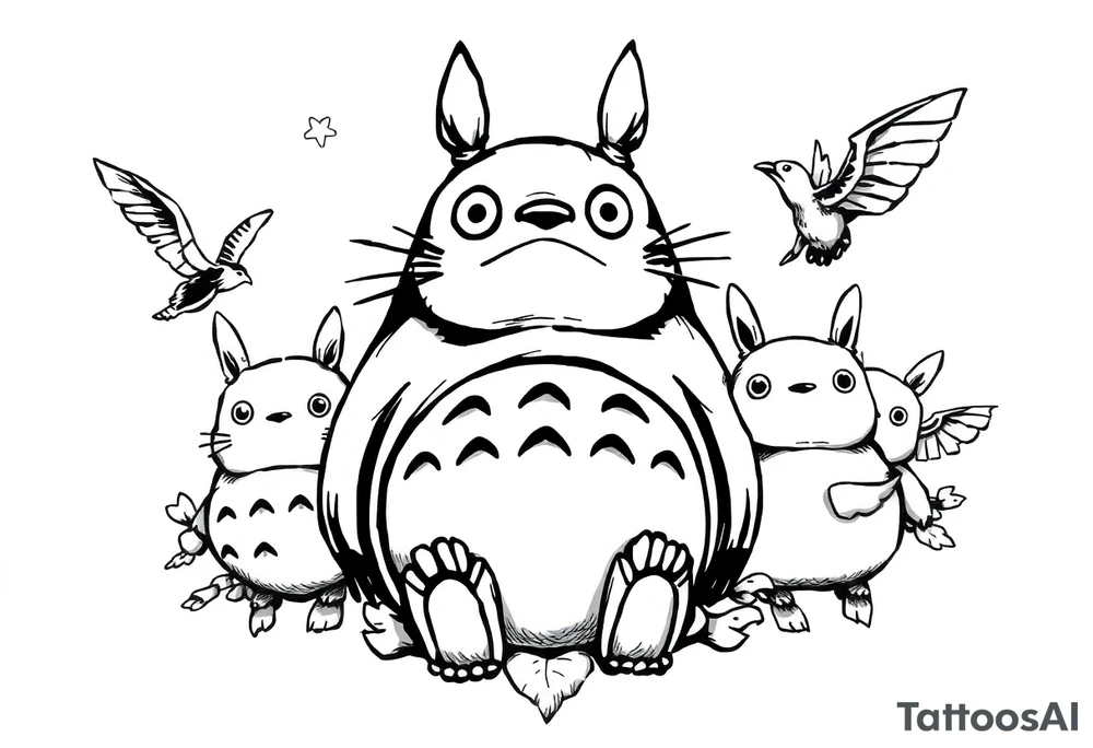 totoro and his friends tattoo idea