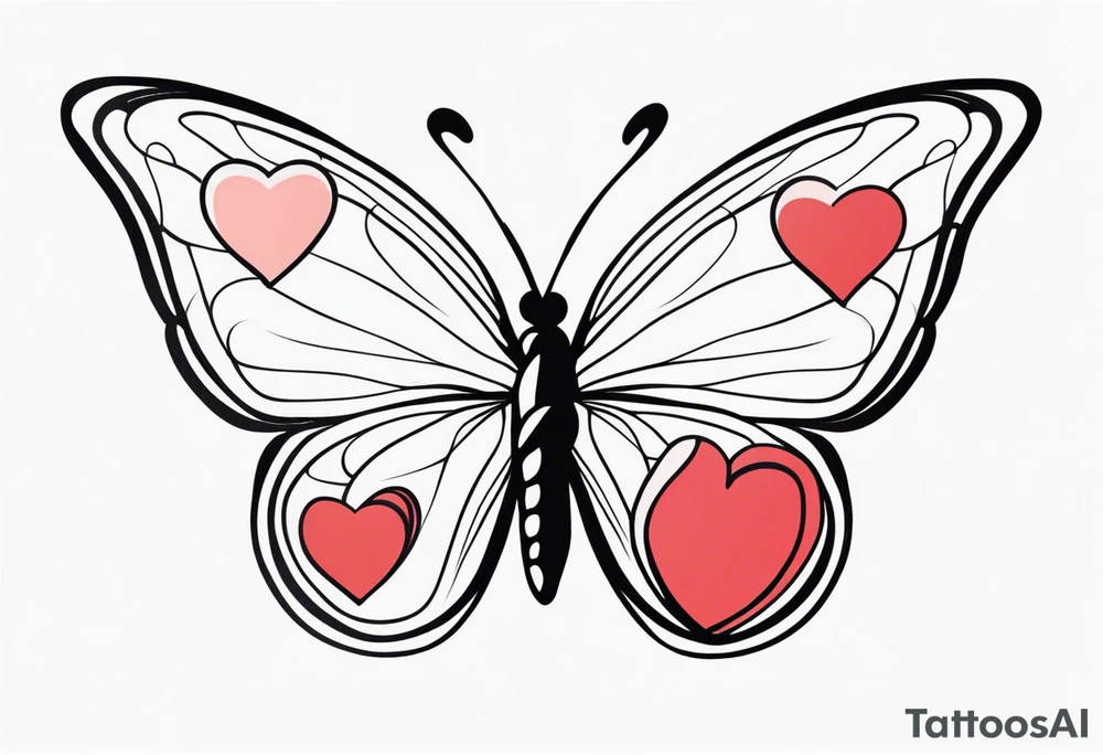 Small butterfly with hearts tattoo idea