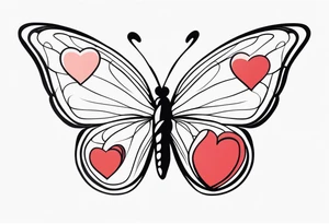 Small butterfly with hearts tattoo idea