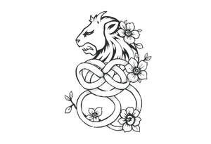 Celtic lion knot with flowers tattoo idea