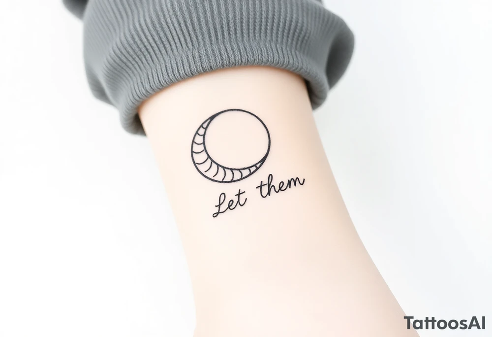 croissant de lune mystique et spirituel avec le text Let Them ( tatouage tout en longueur) tattoo idea