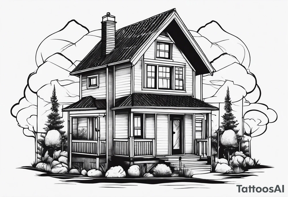 house with family tattoo idea