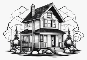 house with family tattoo idea