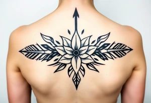 to cover up a arrow with lotus flower in centre tattoo idea