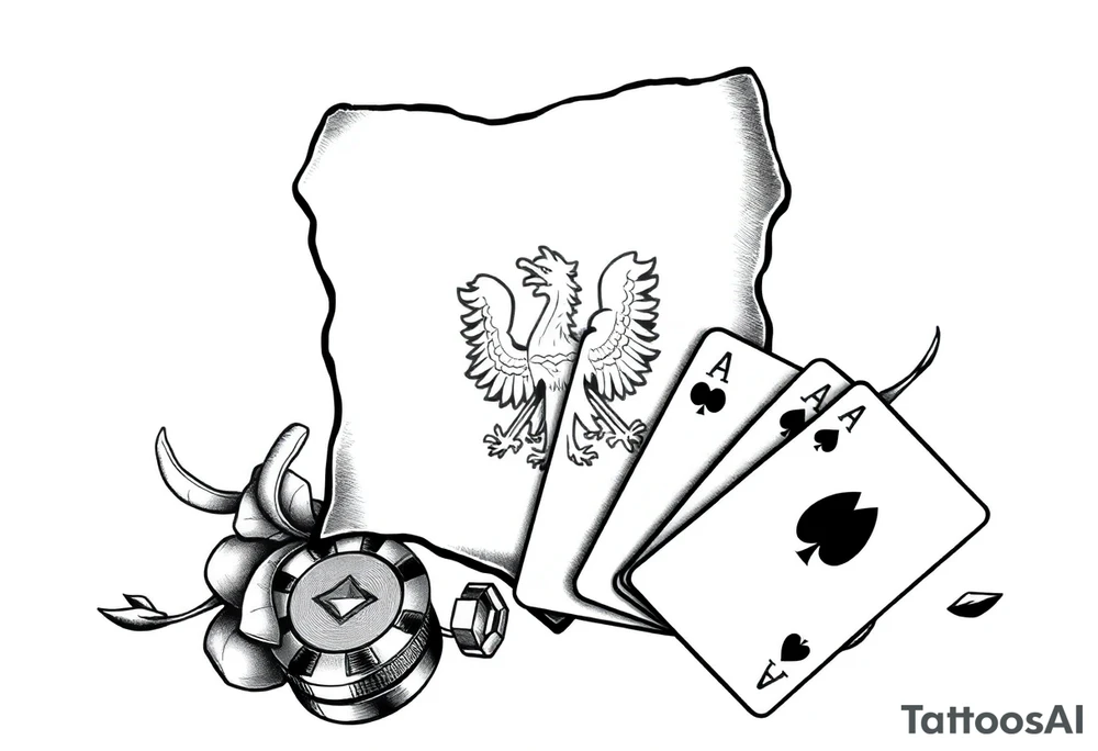 Poland symbol and poker cards Add casino money to it. tattoo idea