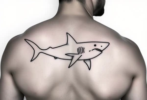 I have a shark silhouette on my triceps I want a feminine fine line half sleeve in black and white tattoo idea