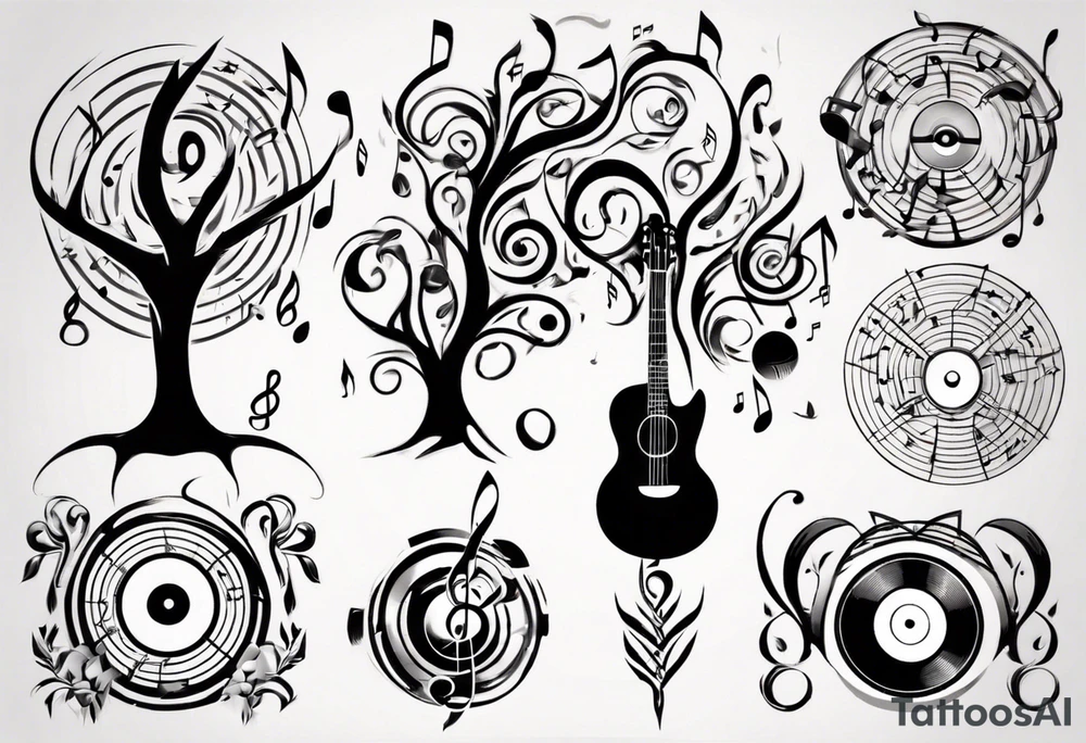 music speaker note tree stave tattoo idea