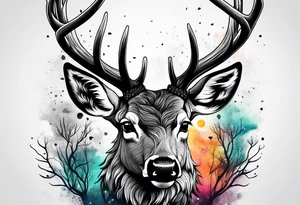 deer forest tattoo idea