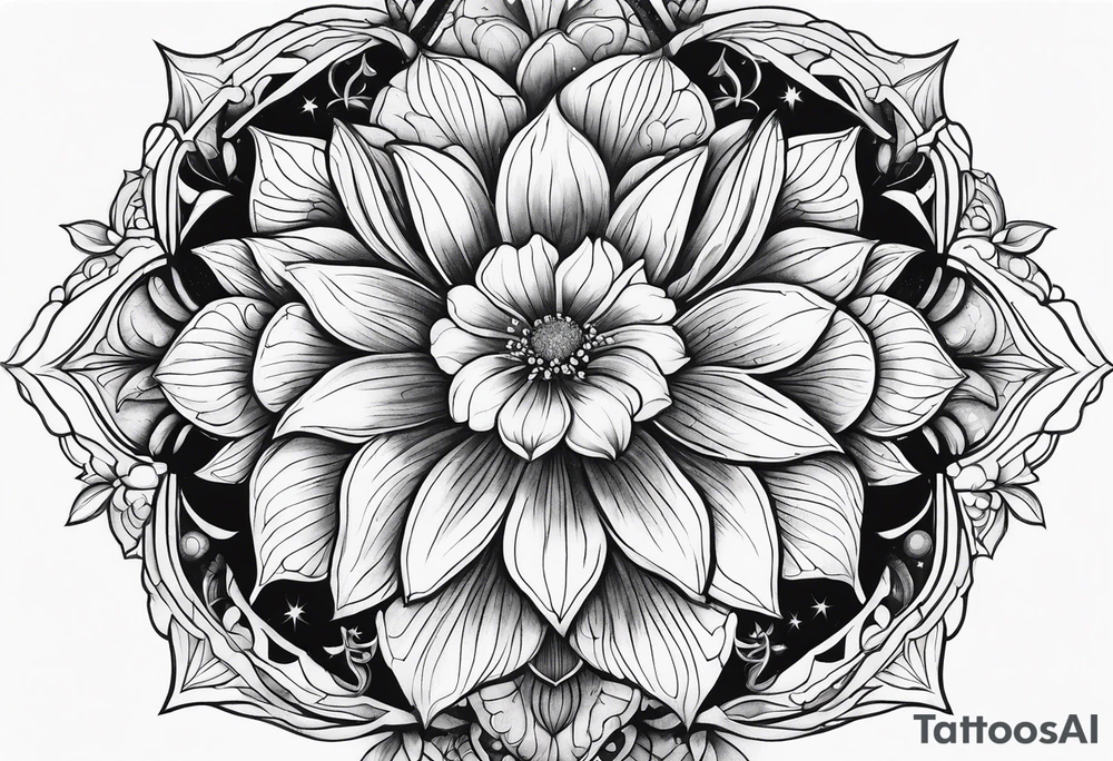 Cosmic space flower tattoo idea